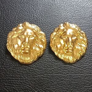Golden Lion Head Women's Earrings Unique Animal Accessory